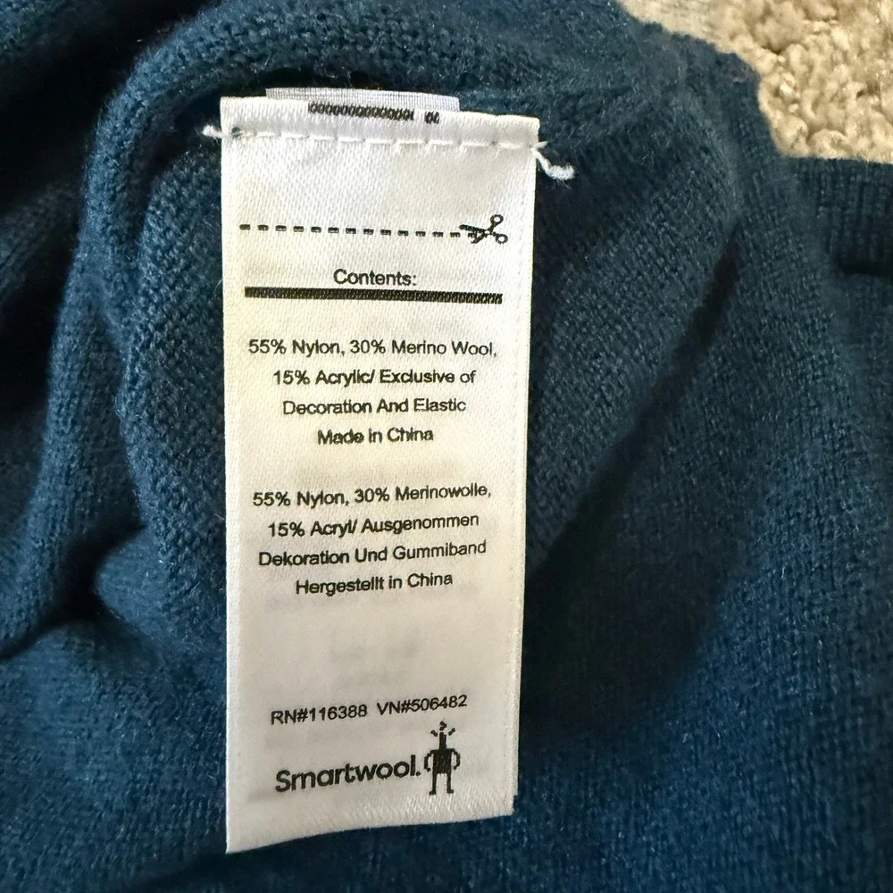 Smartwool Womens Merino Wool Blend V-Neck Tunic Sweater Teal Blue XS - Picture 8 of 10